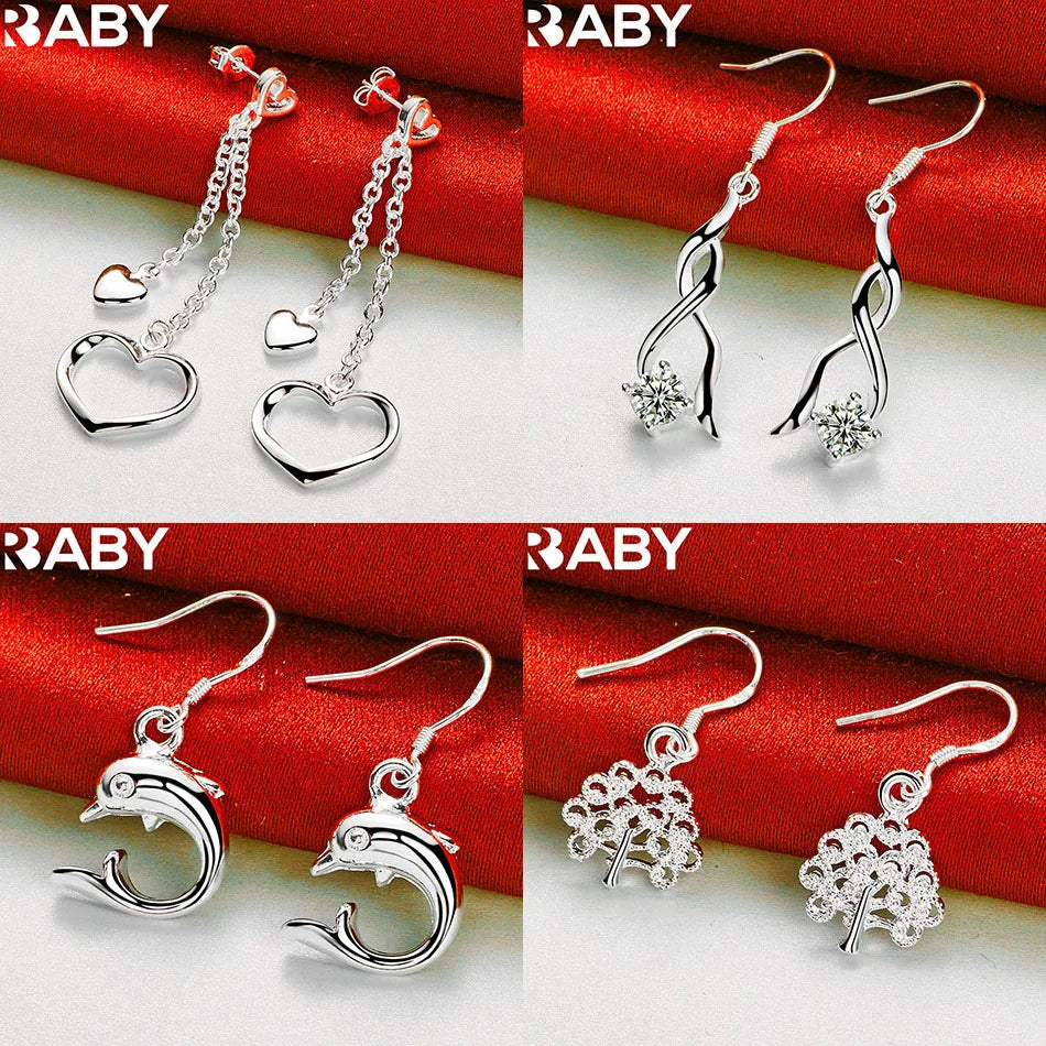 URBABY 925 sterling silver Geometric Drop Earring for women Anniversary Gift popular Wild fashion Romantic jewerly