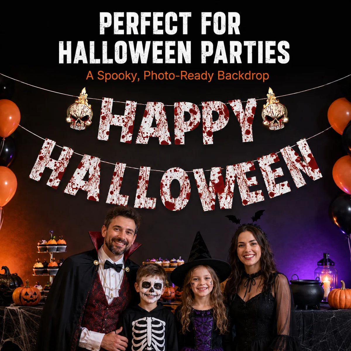 Halloween ceiling Hanging : Skeletons , Mummies ,Bloodstained Handprints, Bat Garland kids Halloween Home decor