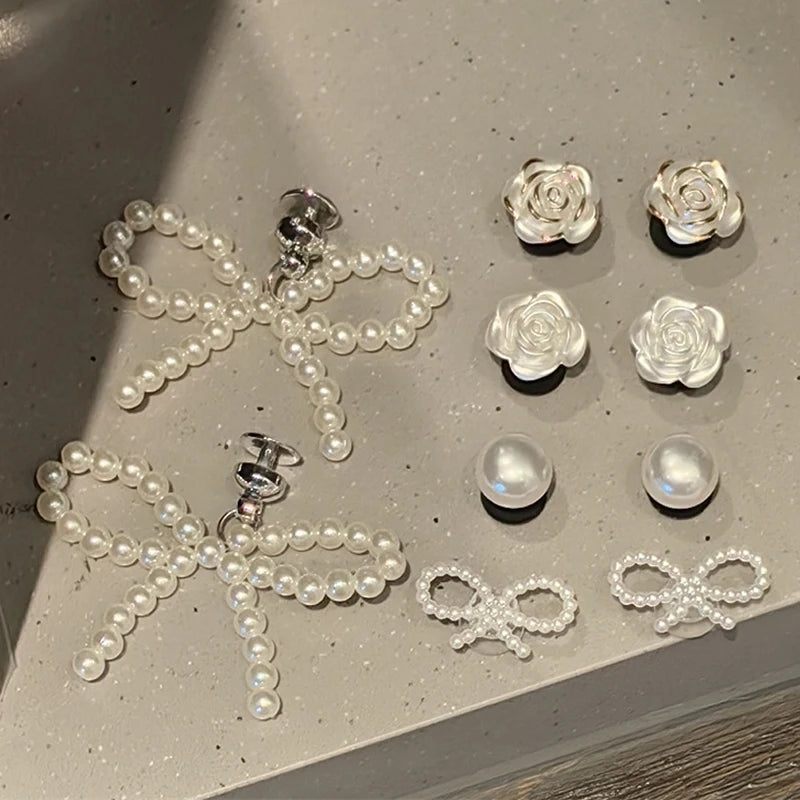 New peals bowknot shoes charm set 2026 punk heart flowers DIY shoe accessories ballet style silver datachable shoe buckle decor