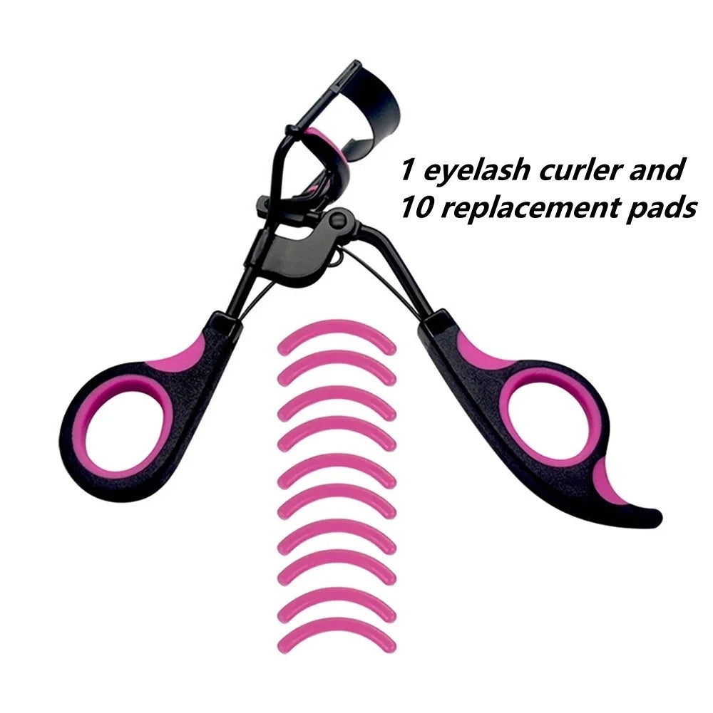 Eyelash Curler with 10 Pcs professional Eyelashes curling Tweezers clips lasting Eyes makeup Beauty Tools