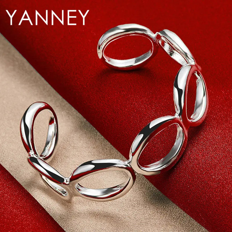 Charm 925 sterling silver exquisite hallow round bracelet women party Accessories wedding fashion Gift